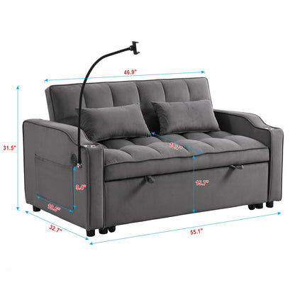 Sofa Bed With Trundle For Small Rooms - Dark Gray