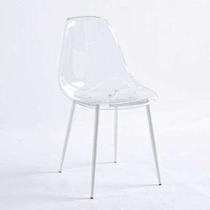 Dining Chair, Metal Leg, Plastic Seat (Set of 4) - Antique White