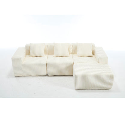 L - Shape Modern Minimalist Modular Sectional Sofa, Upholstered Cloud Couch With Deep Seats