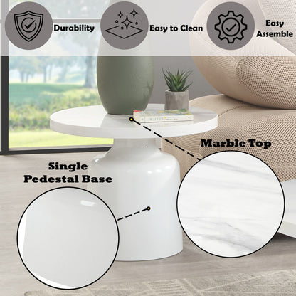 Zaid - Engineering Marble High Gloss End Table - White