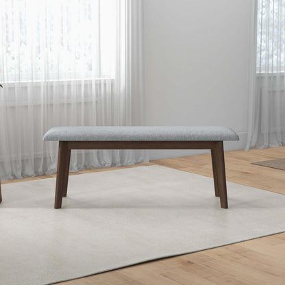 Carlos-Upholstered Solid Wood Bench - Gray