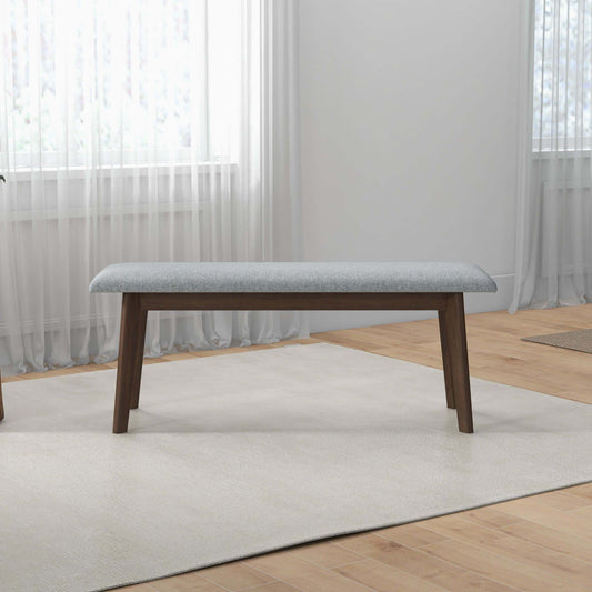 Carlos-Upholstered Solid Wood Bench - Gray