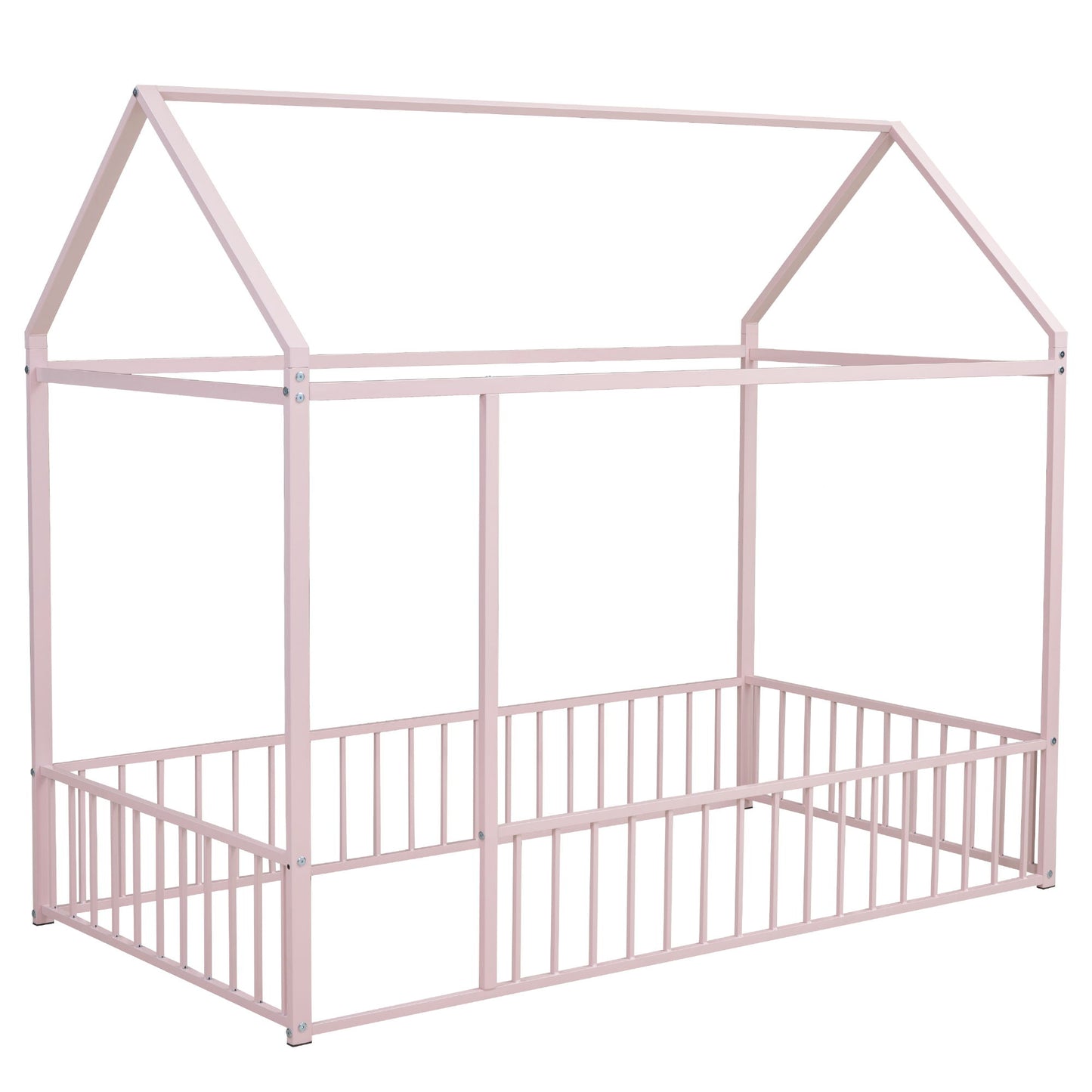 Metal Bed House Bed Frame With Fence