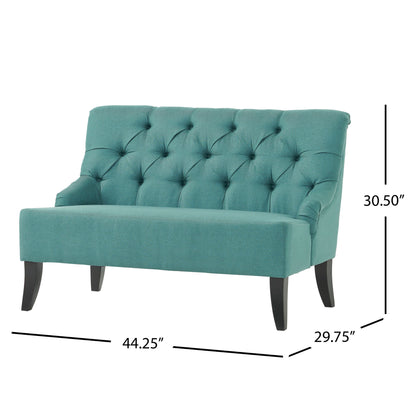 Nicole - French Style Upholstered Loveseat With Tufted Backrest - Teal