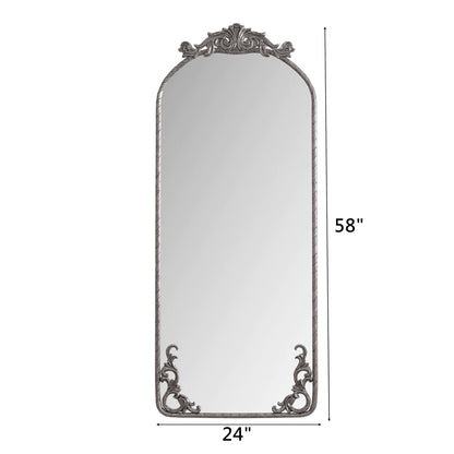 Full Body Arched Mirror With Vintage Carved Applique