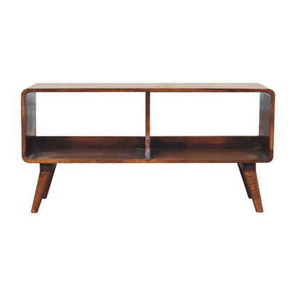 Curved Double Slot Media Unit - Dark Brown