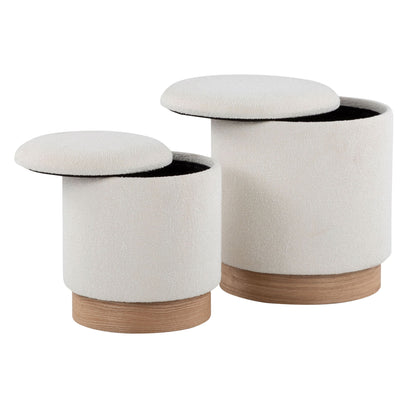 Marla - Contemporary, Nesting Ottoman Set - Natural / Cream