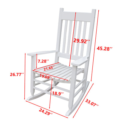 Classic Wooden Porch Rocker Chair White Populus Wood Comfortable Design