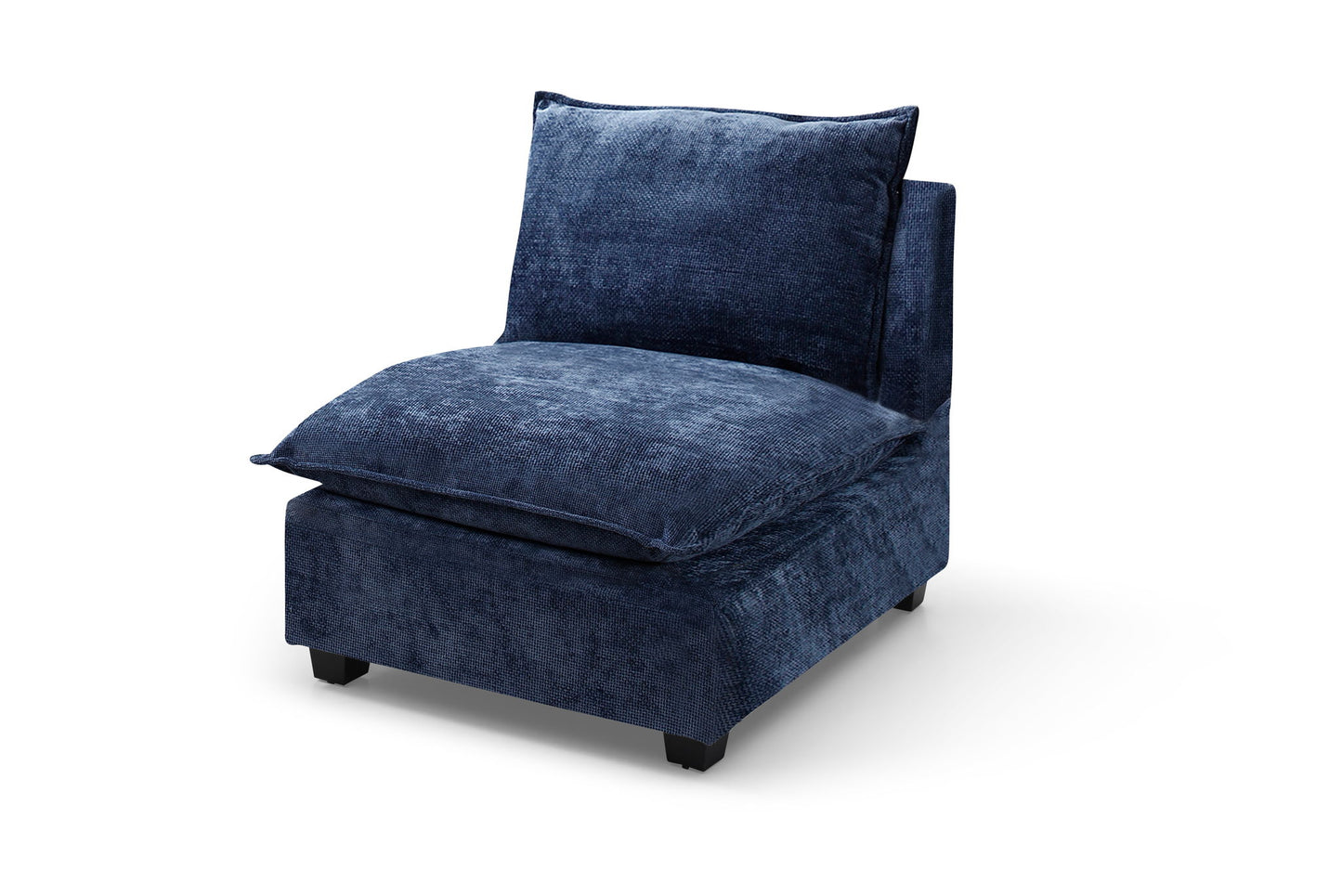 Modern Sectional L-Shape Sofa With Convertible Ottoman For Living Room - Blue