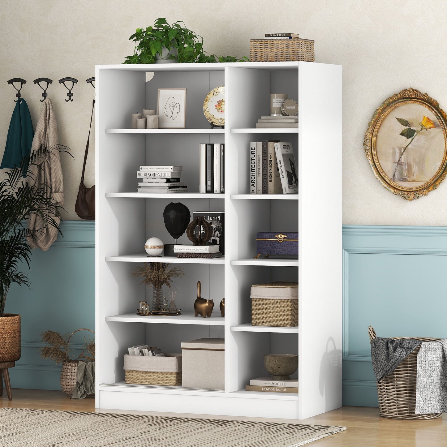 3 Door Shutter Wardrobe & Shelves - White