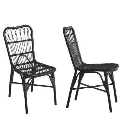 Outdoor Wicker Patio Dining Chairs Set With Durable Frame And Rattan Weave