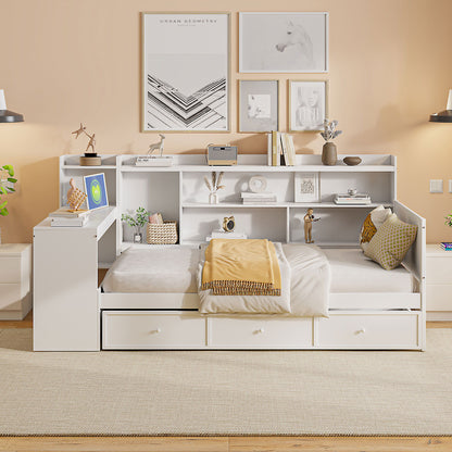 Daybed With 3 Drawers USB Ports And Desk