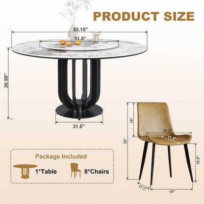 Round Dining Table With Lazy Susan For Kitchen, Dining Room - Black / White