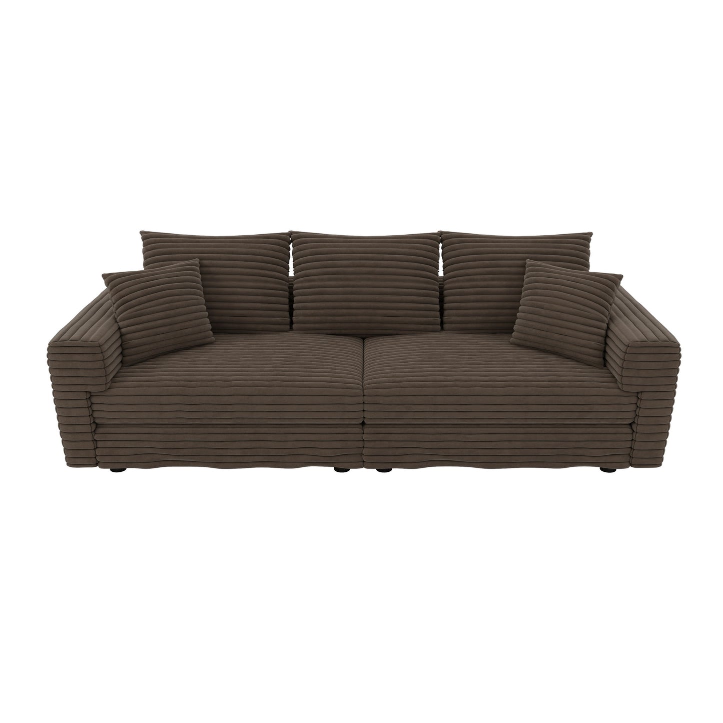 Plush Corduroy 4 Seat Sofa, Modern Comfy Upholstered Sofa Cloud Couch, Deep Seat Couches With Soft Pillows