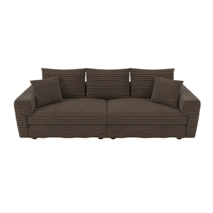 Plush Corduroy 4 Seat Sofa, Modern Comfy Upholstered Sofa Cloud Couch, Deep Seat Couches With Soft Pillows