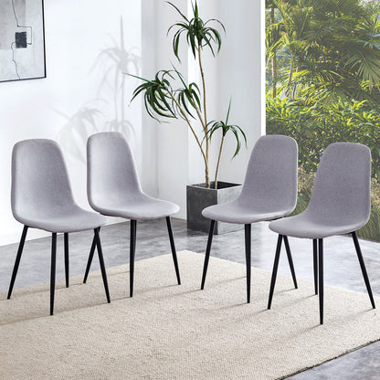 (Set of 4) Fabric Back And Metal Combined Spoon Chairs Perfectly Matching Minimalist And Scandinavian Style Homes - Gray / Black