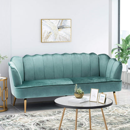 Modern Glam 3 Seater Sofa With Velvet Texture
