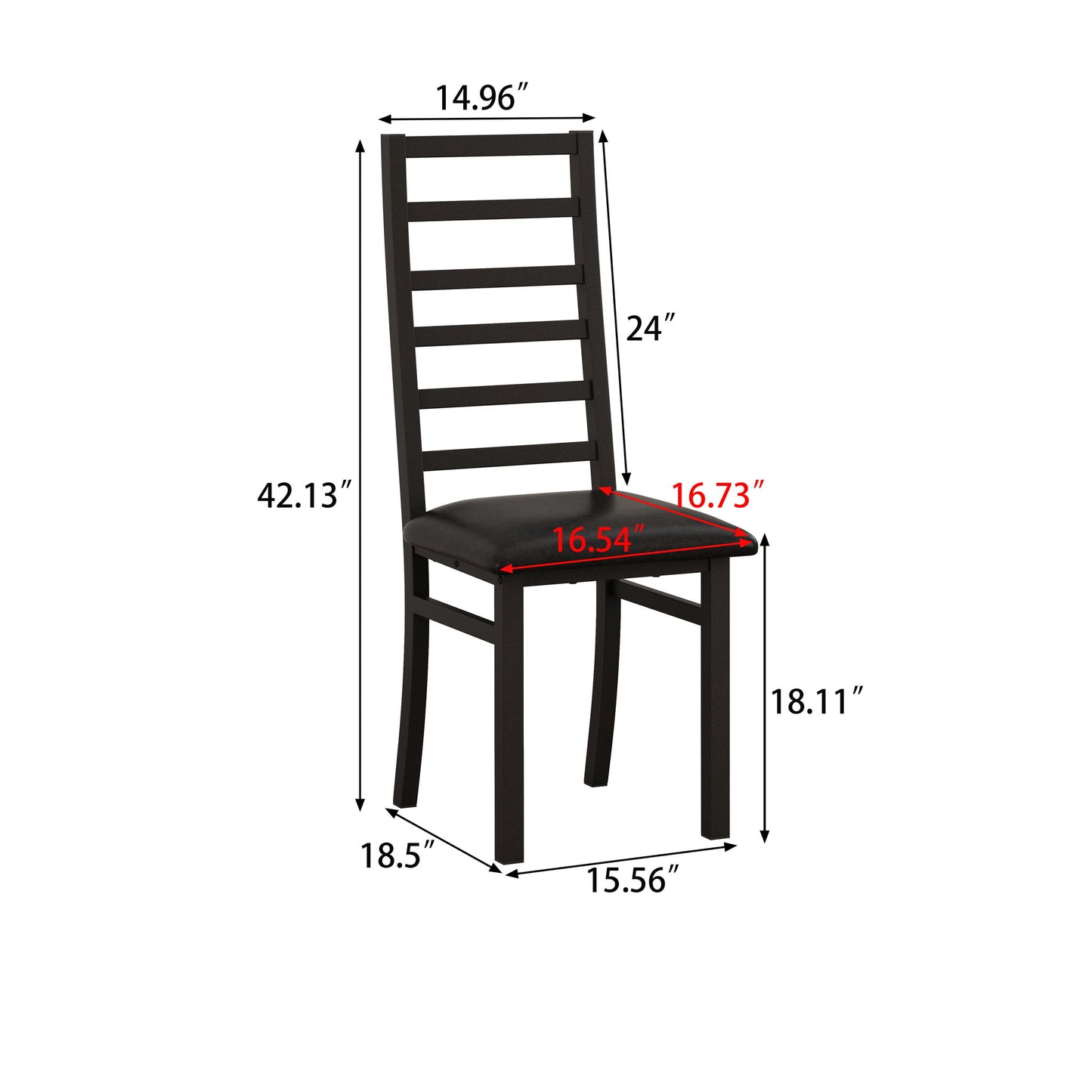 Metal Dining Chairs With Steel Legg, High Back Armless Design