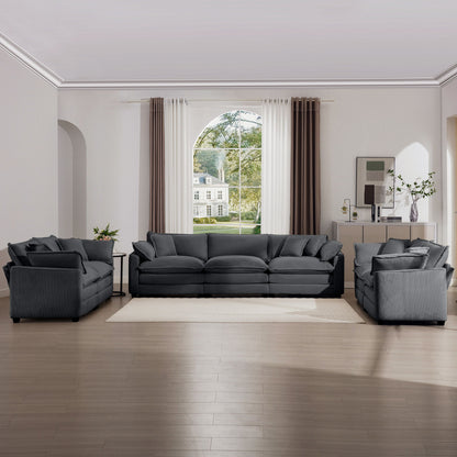 Elegant Corduroy Oversized Sectional Sofa Set With Deep Seats And Flexible Layout