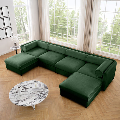 Contemporary Elegant White Chenille Sofa With Storage And Ottoman