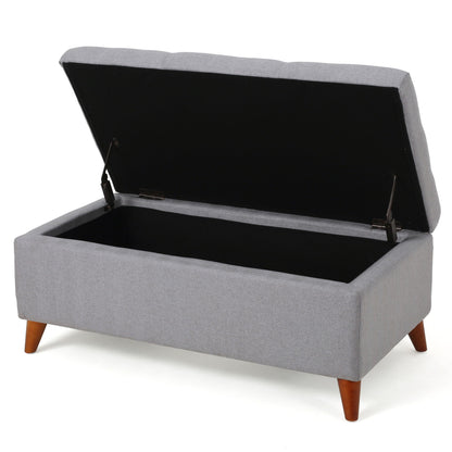 Kinetics - Upholstered Storage Ottoman With Lift-Top And Button Tufted Seat - Light Gray