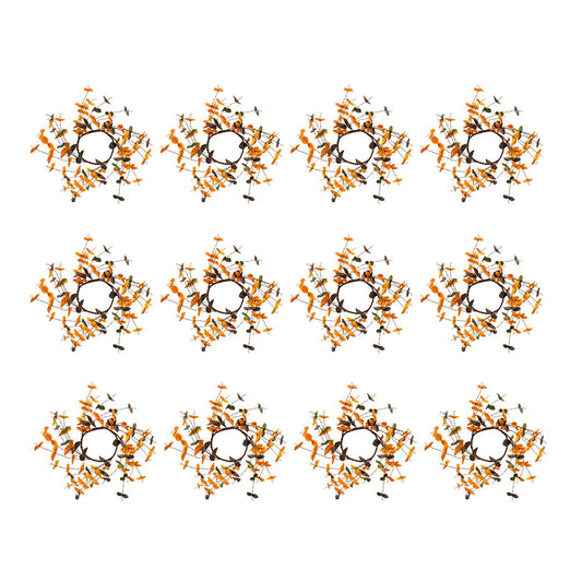 Fall Leaves Wreath, Botanicals Decor For Harvest Festival Fall Festival & Thanksgiving Table Decorations (Set of 12) - Orange Multi