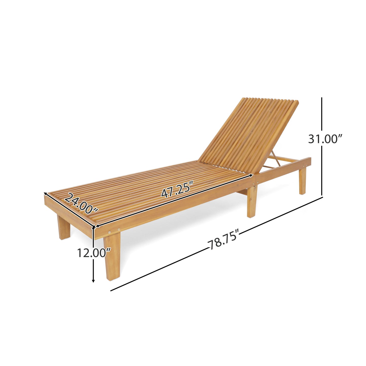 Nadine - Stylish Chaise Lounge Chair - Teak
