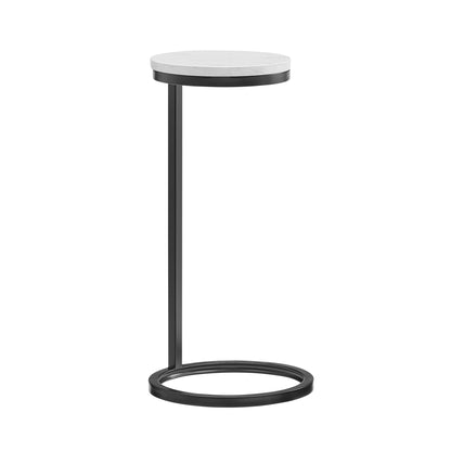 Cerro - Round Accent Table - Antique Bronze / White Marble
