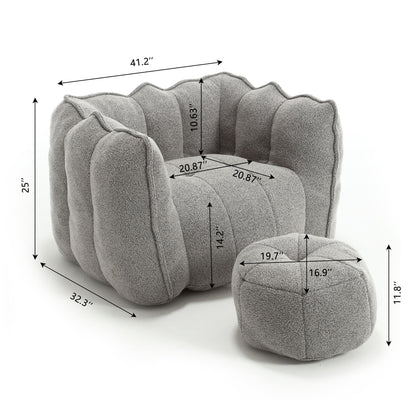Soft Chenille Bean Bag Chair With High Resilient Foam