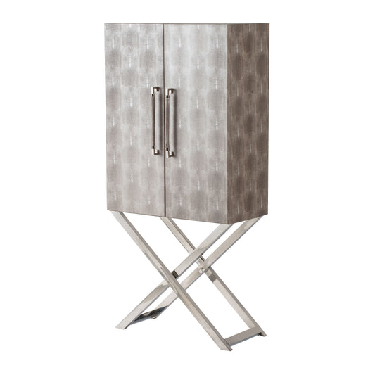 Cabinet - Silver - Faux Leather