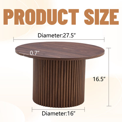 Modern Circular Coffee Table Material Color Cylindrical Design - Walnut