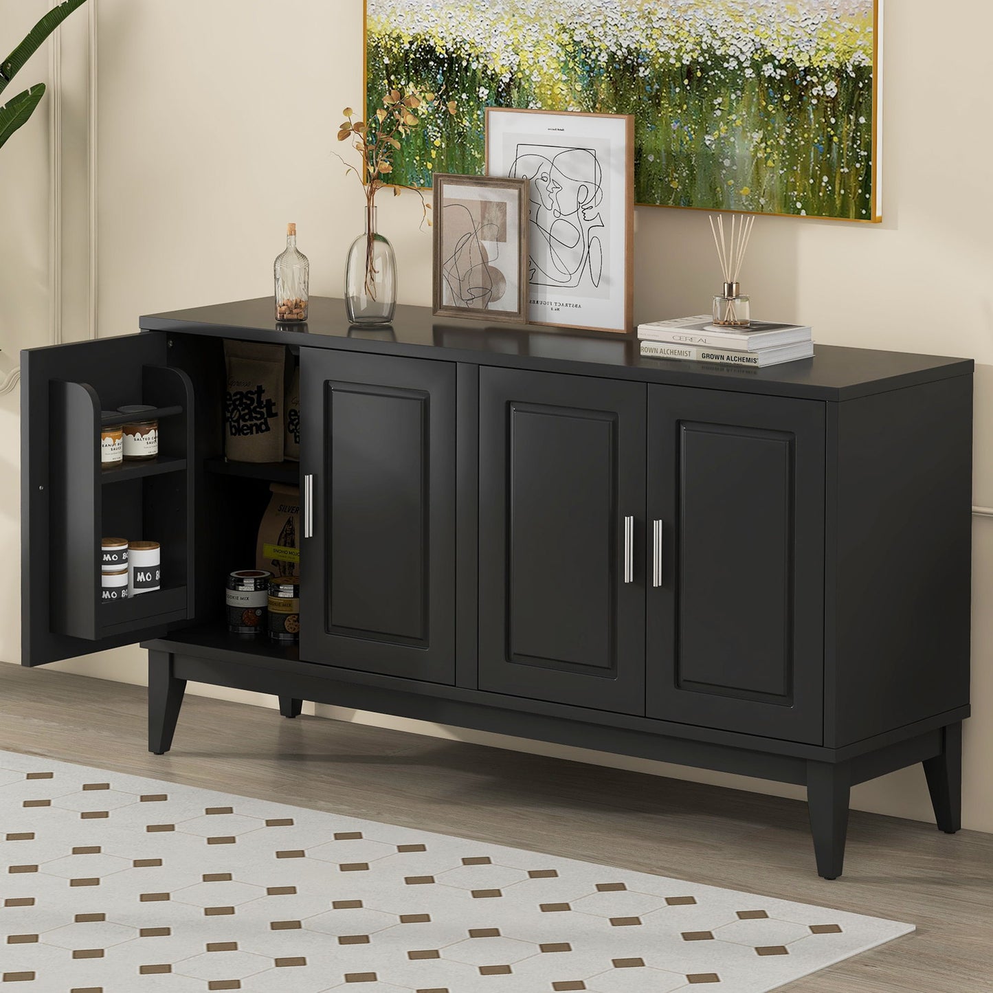 4 Door Sideboard Storage Cabinet With Door Shelf