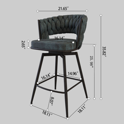 Bar Stool 360 Swivel With Back Footrest