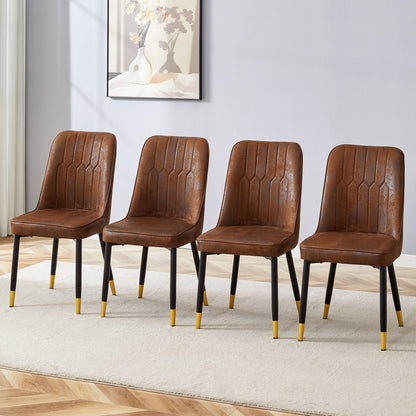 Modern Dining Chair Set With Metal Legs And Accents (Set of 2) - Brown / Black