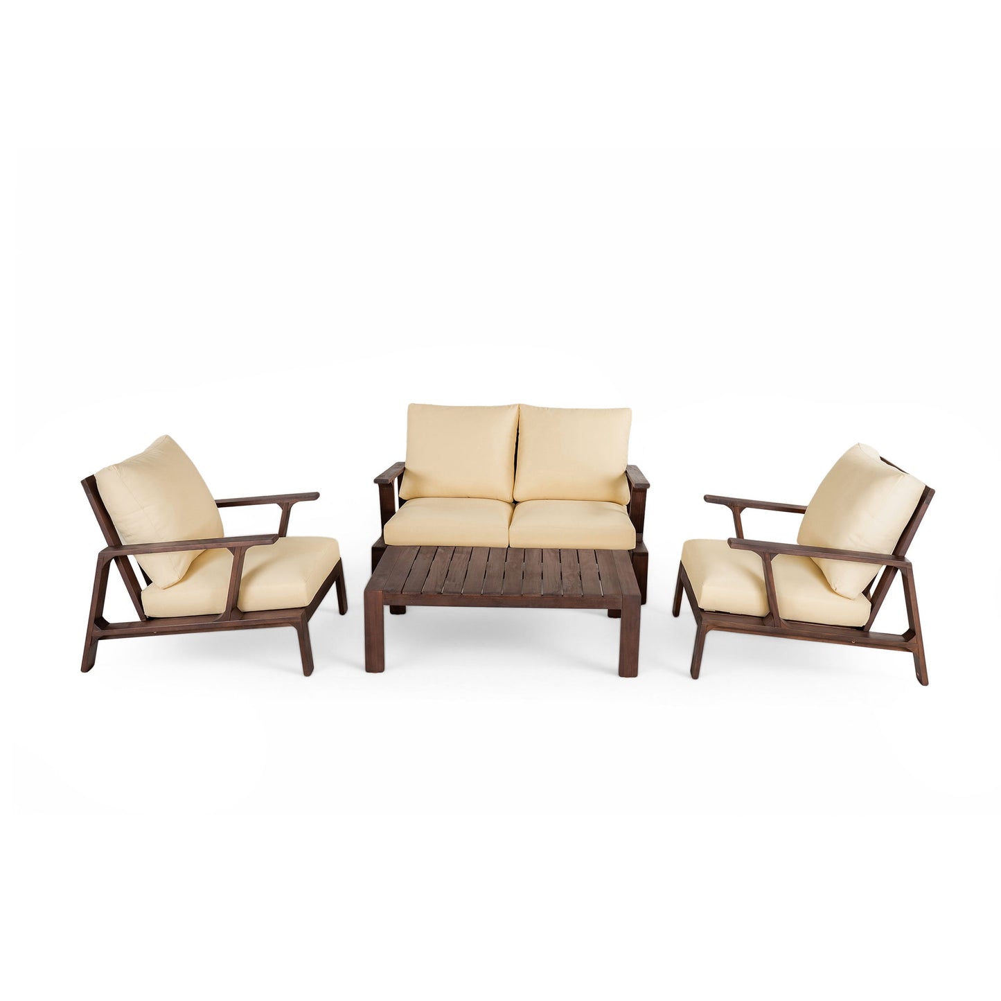 4 Piece Outdoor Sofa Set With Cushions And Coffee Table