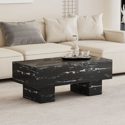Modern Simple Marble Texture Coffee Table Stylish And Practical Design - Black