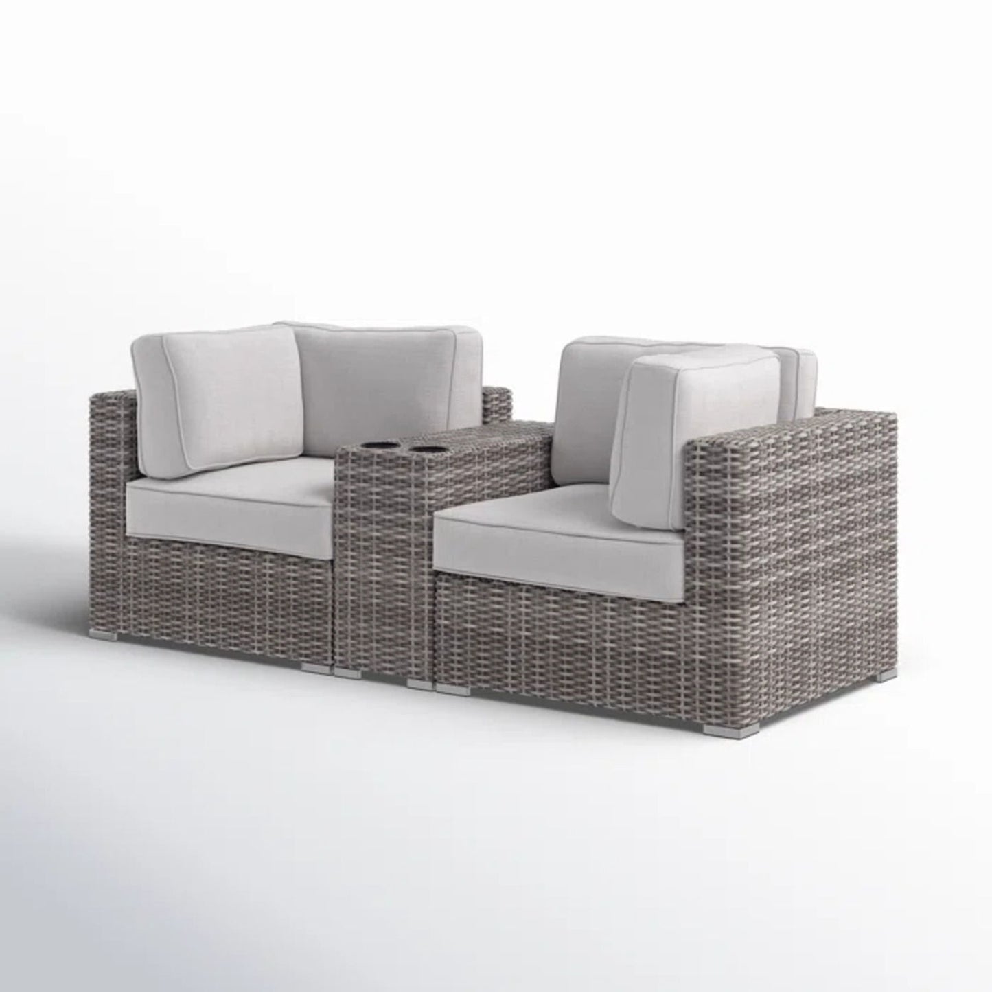 Handcrafted Outdoor Loveseat With Wicker Seating