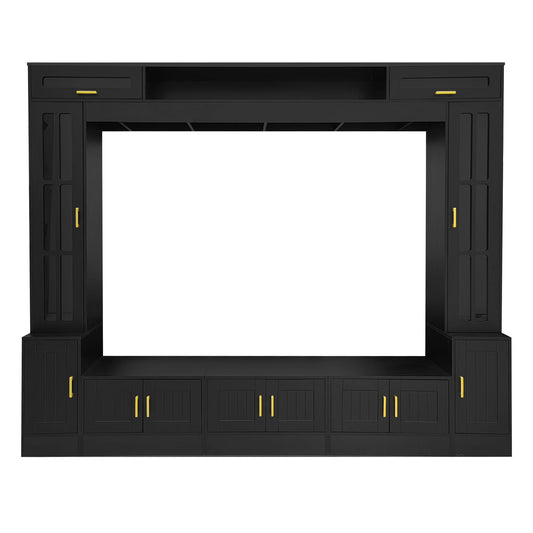 Wall Unit Entertainment Center With Bookshelves For TVs Up To 80" - Black