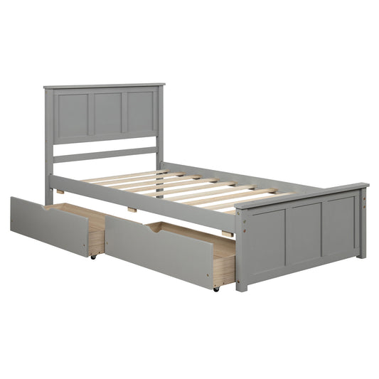 Platform Storage Bed With 2 Wheel Base Drawers