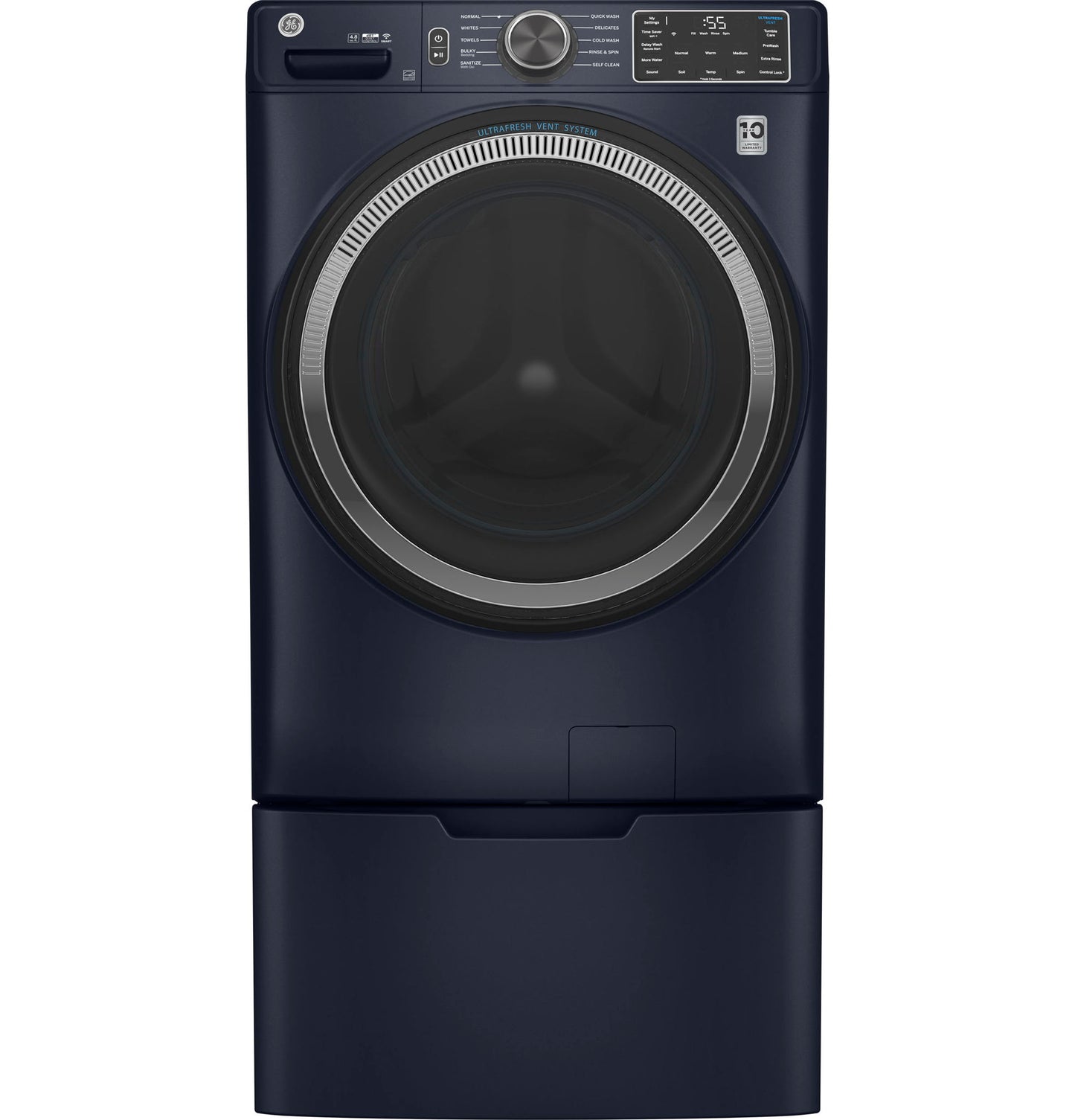 GE 4.8 Cubic Foot Front Load Washer - Sapphire Blue