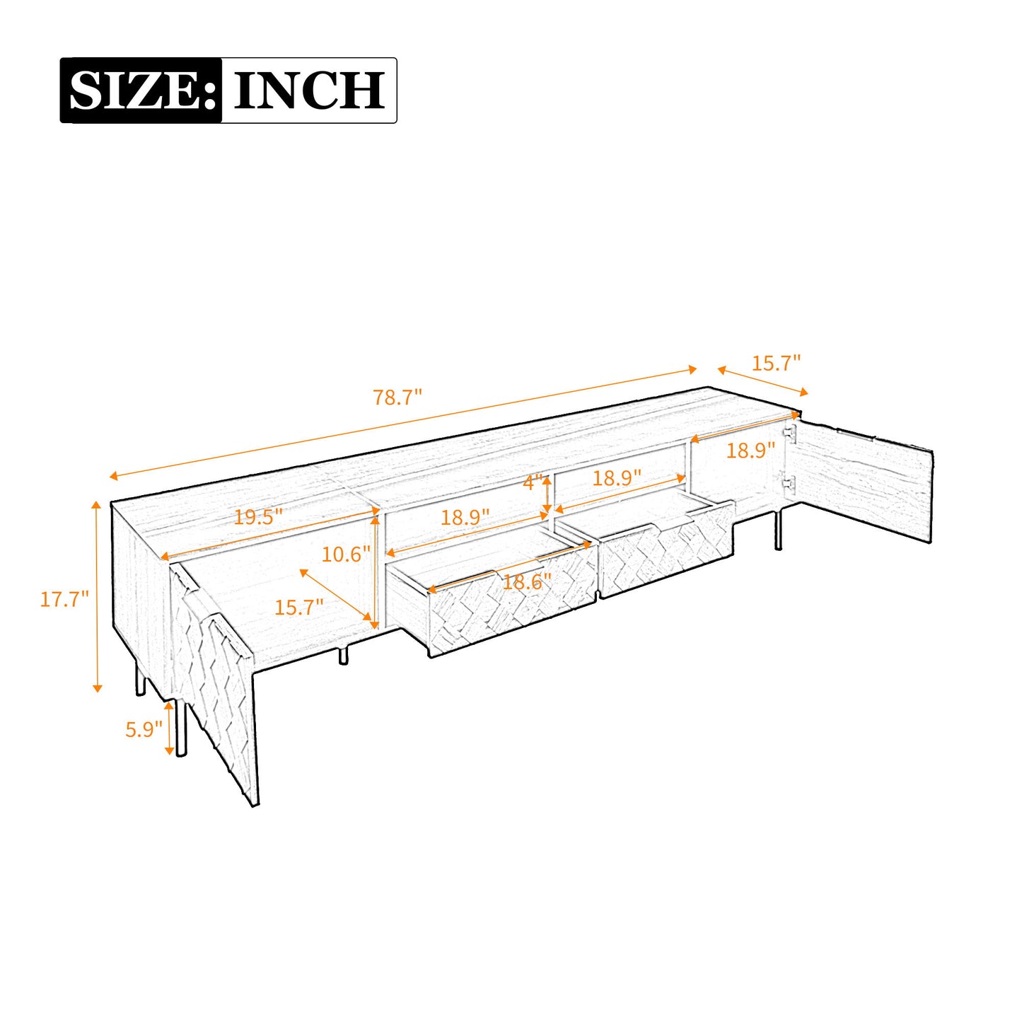 TV Stand For TVs Up To 85" With Closed Storage, Soft Closing Hinges, Living Room Entertainment Center - Walnut