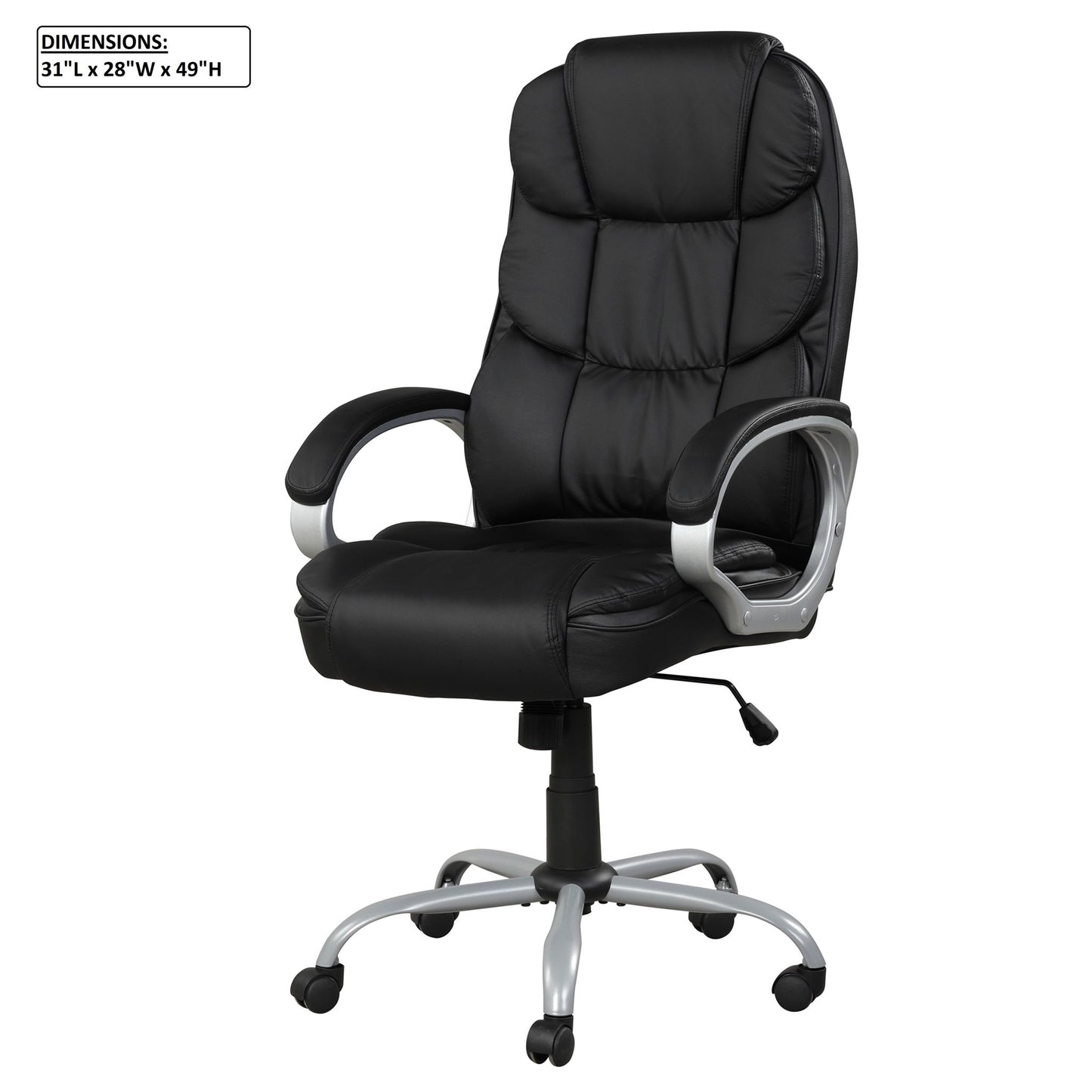 Upholstered Office Chair, Adjustable Height Swivel Chair - Black