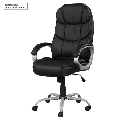Upholstered Office Chair, Adjustable Height Swivel Chair - Black