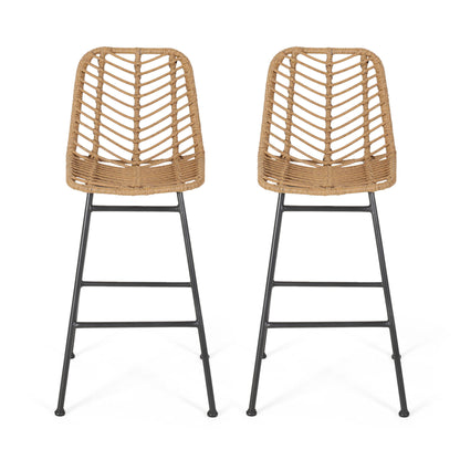 Sawtelle - Outdoor Wicker Barstools (Set of 2)