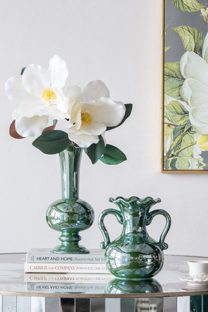 Round Dining Table With Elegant Floral Design And Mirrored - Silver Multi