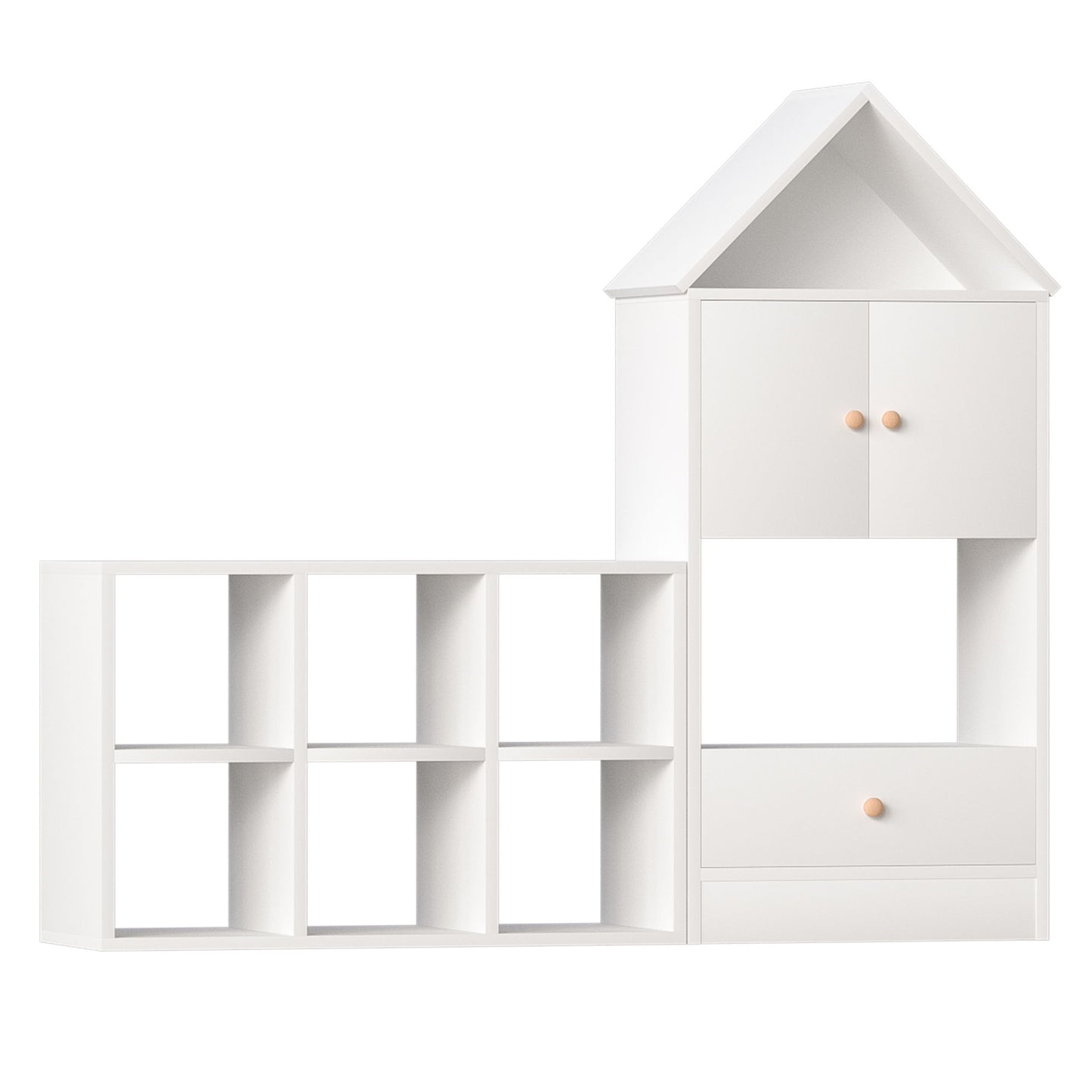 Versatile Children's Bookshelf With House Shaped Design, Multi Functional Storage