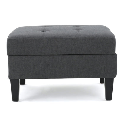 Storage Ottoman With Birch Wood Legs And Cushioned Top For Comfort