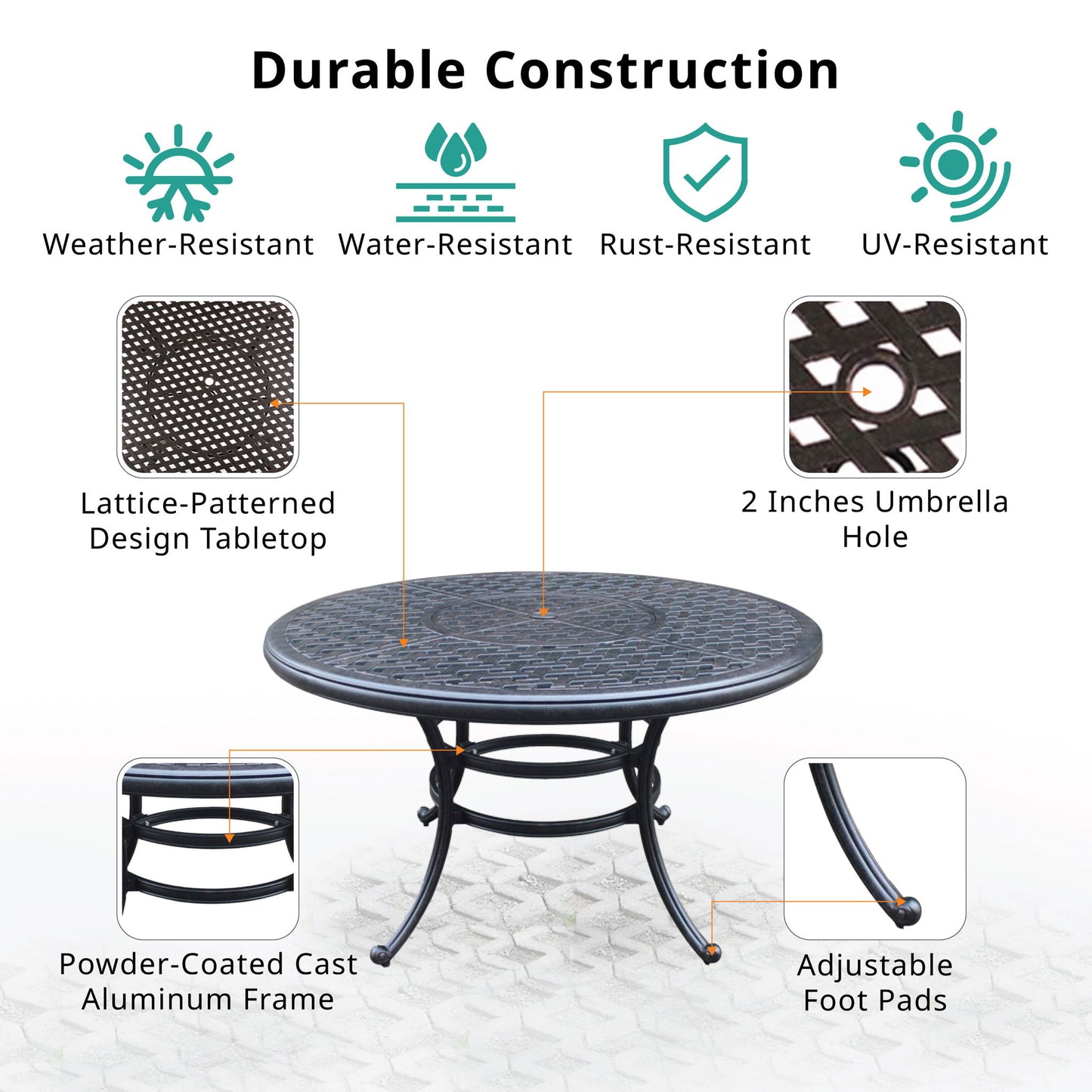 Round Dining Table - Dark Lava Bronze