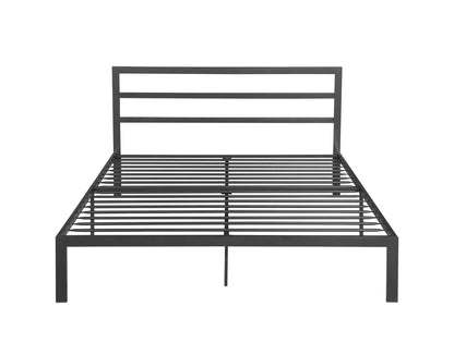 Queen Metal Bed Frame With Headboard - Charcoal Gray