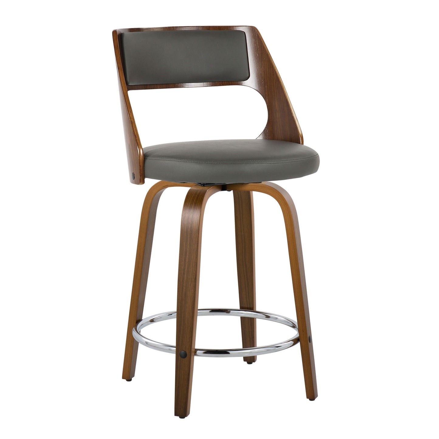 Cecina - Mid-Century Modern Fixed Height Counter Stool With Swivel And Round Footrest (Set of 2)